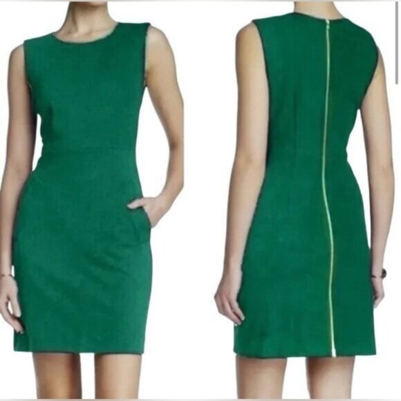 Diane Von Furstenberg Carpreena Mini Dress GREEN Size 6 Full Zipper Sleeveless - Picture 3 of 15